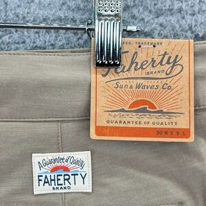 FAHERTY All‎ Day Shorts Men 30 (31x8.5 Act) Khaki Belt Loop Draw String Stretch
